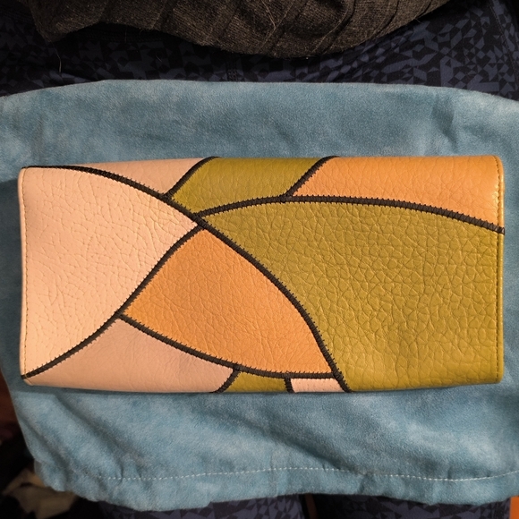 Carlos Falchi Fatto A Mano Multi Color Leather Patchwork Clutch - Picture 6 of 12